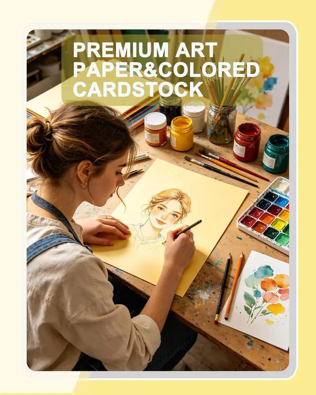 Alt view image 7 of 7 - Yellow Paper, Multi-Purpose Canary Colored Paper, Colored Printer Paper 8.5 x 11, 20 lb/75 GSM,200 Sheets, Jam-Free For Inkjet/laser printer, Copy, Office Home, Made in USA