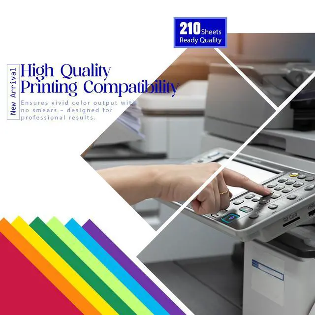 Alt view image 5 of 6 - Colored Copy Paper 8.5X11 Inches,140 Sheets 24 lb/90GSM 7 Colors Rainbow Letter Size Printer Multipurpose Paper for Office School Education Daily Printing,Document Copying,Study
