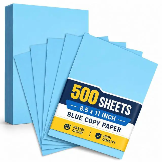 Main image of Blue Copy Paper, Printer Paper, Pastel Colored Copy Paper, 20 lbs., 8.5" x 11", 500 Sheets Pack