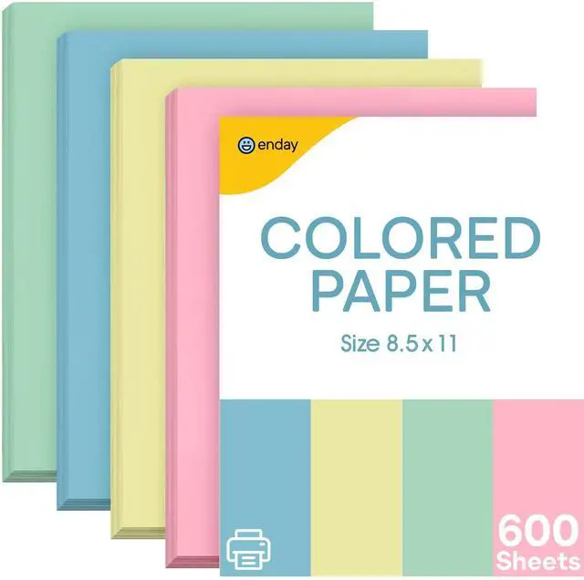 Main image of Colored Paper 8.5 x 11, Copy Paper (600 Pack) Letter Size Printer Paper, Assorted Colors, for Printer, Arts & Crafts, DIY Projects, Office & School - Pink, Blue, Yellow, Green - 150 Sheets Per Color