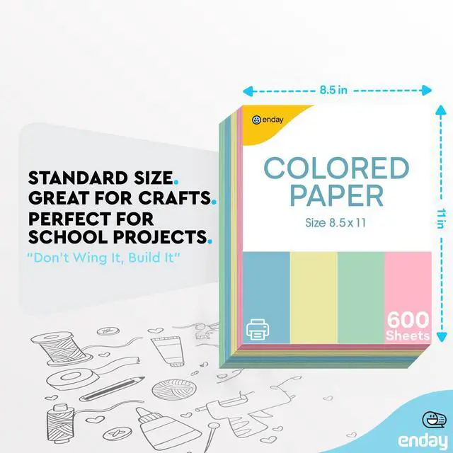 Alt view image 5 of 6 - Colored Paper 8.5 x 11, Copy Paper (600 Pack) Letter Size Printer Paper, Assorted Colors, for Printer, Arts & Crafts, DIY Projects, Office & School - Pink, Blue, Yellow, Green - 150 Sheets Per Color
