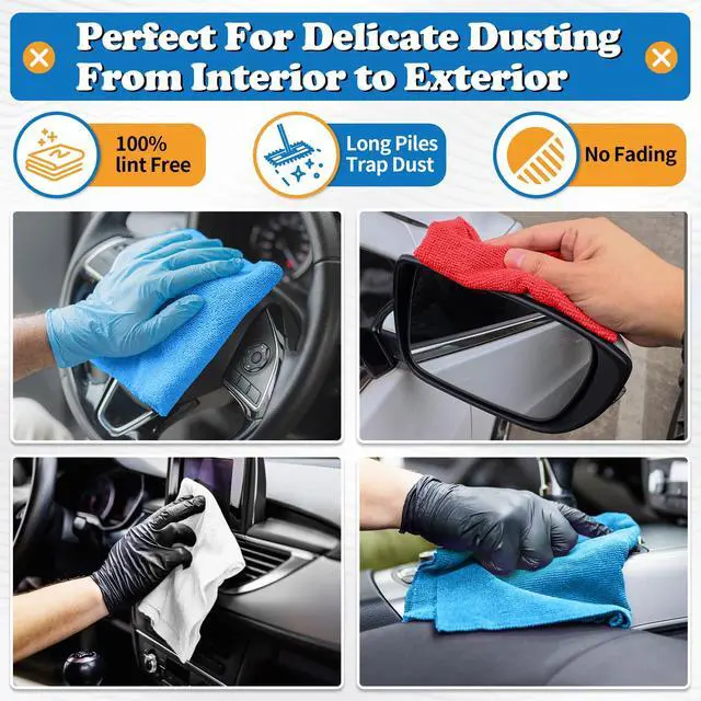 Alt view image 3 of 7 - Shop Towels, Pack of 150, Microfiber Cleaning Cloth Bulk, Microfiber Towels for Cars, Lint Free, Scratch-Free Cleaning Rags for Housekeeping, 11.5 x 11.5 inch
