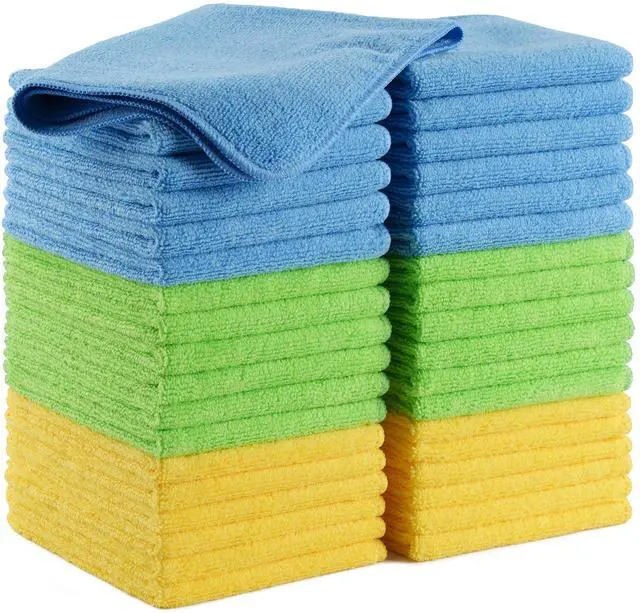 Main image of Microfiber Cleaning Cloth, 12 x 16 in, Blue, Green, Yellow, 36 Pack