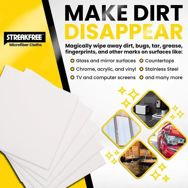 Alt view image 5 of 7 - Microfiber Glass Cleaning Cloths 5 Pack 16x16 Lint Free Window & Mirror Cloths Just Add Water, No Chemicals, Streak-Free Shine
