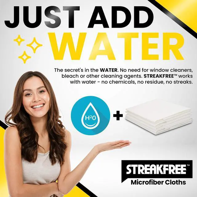 Alt view image 3 of 7 - Microfiber Glass Cleaning Cloths 5 Pack 16x16 Lint Free Window & Mirror Cloths Just Add Water, No Chemicals, Streak-Free Shine