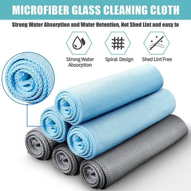 Alt view image 3 of 7 - 18 Pcs Microfiber Glass Cleaning Cloths (16 x 16) Polishing Cloth - Streak Free - Lint Free - Quickly Clean Windows, Glasses, Windshields, Mirrors, Stainless Steel, Monitor(Blue Gray)