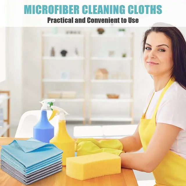 Alt view image 7 of 7 - 18 Pcs Microfiber Glass Cleaning Cloths (16 x 16) Polishing Cloth - Streak Free - Lint Free - Quickly Clean Windows, Glasses, Windshields, Mirrors, Stainless Steel, Monitor(Blue Gray)