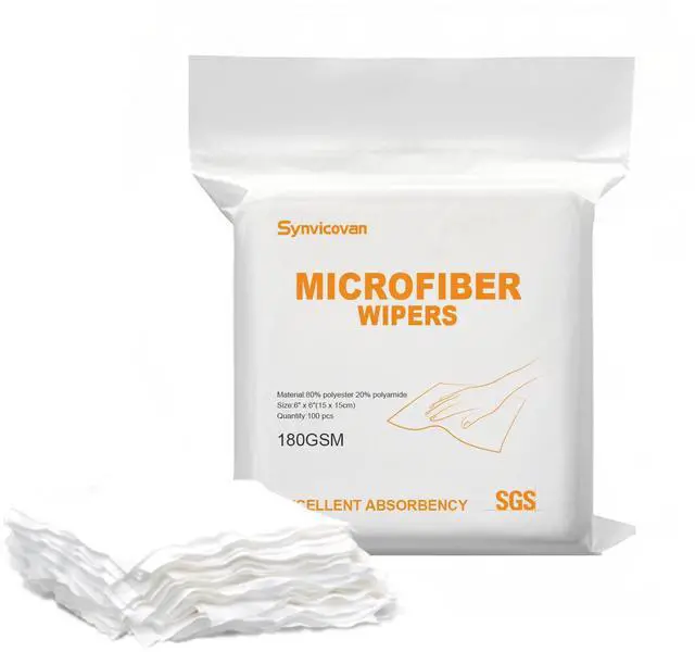 Main image of Microfiber Wipes 6"x6"(100 Pcs,Class 100, 180GSM) Superfine Lint Free Cloths Cleaning and Drying Cloths Reusable Ultra Absorbent for All Surface Types