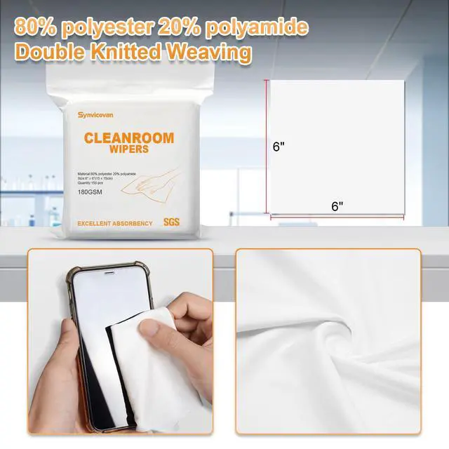 Alt view image 3 of 7 - Microfiber Wipes 6"x6"(100 Pcs,Class 100, 180GSM) Superfine Lint Free Cloths Cleaning and Drying Cloths Reusable Ultra Absorbent for All Surface Types