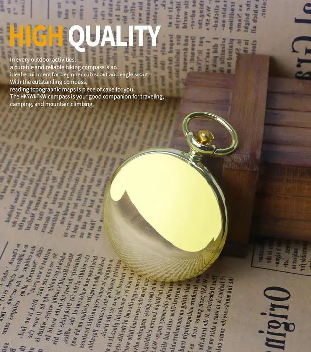 Alt view image 4 of 6 - Brass Waterproof Golden Keychain Compass - Vintage Antique Design for Kids, Boy Scouts & Hiking - Survival Orienteering & Navigation Gear