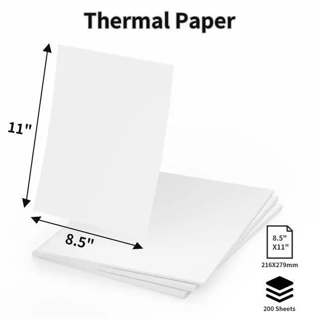 Alt view image 2 of 5 - 200 Sheets Thermal Printer Paper, 8.5"x 11" US Letter Size - High-Efficiency Durable Printing for Home Work, Printing Contract, Picture, Compatible with Most Thermal Printers (200 Sheets)