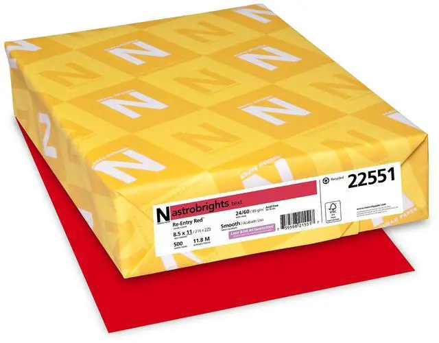 Main image of Learning Resources 22551 Astrobrights Color Paper, 8.5 x 11, 24 lb / 89 gsm, Re-Entry Red, 500 Sheets