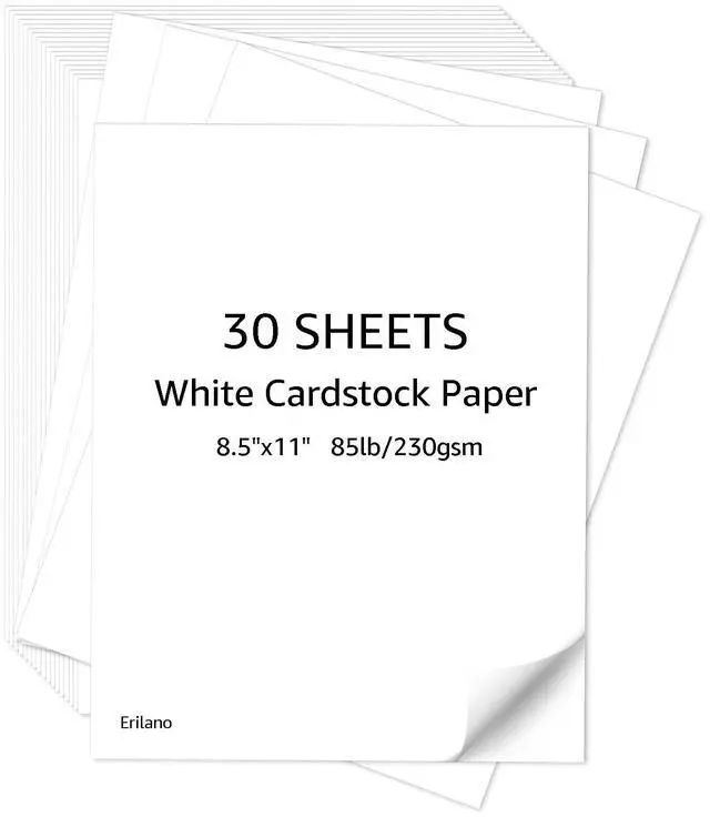 Main image of White Cardstock Paper 30 Sheets, 8.5x11 inch Heavy Weight 85lb/230gsm Premium Card Stock for Printing, DIY Crafts, Scrapbooking, Invitations, Greeting Cards
