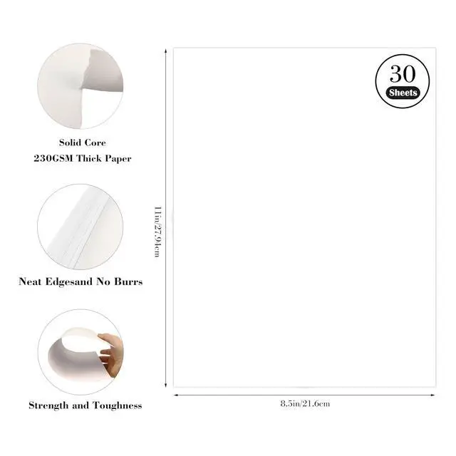 Alt view image 2 of 7 - White Cardstock Paper 30 Sheets, 8.5x11 inch Heavy Weight 85lb/230gsm Premium Card Stock for Printing, DIY Crafts, Scrapbooking, Invitations, Greeting Cards