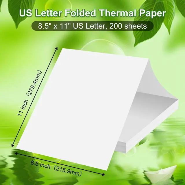 Alt view image 3 of 6 - Thermal Printer Paper 8.5 x 11 Inch, Quick-Dry US Letter Paper, Compatible with M08F M832 Portable Printer, Continuous Perforated Folding Paper, 200 Sheets