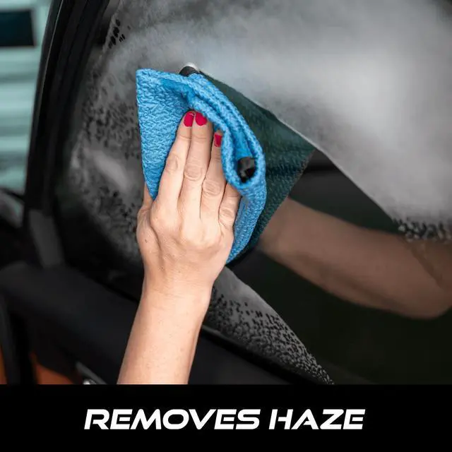 Alt view image 4 of 7 - Glass Microfiber Cleaning Cloth for Car and Home 2 Pack, Glass Towels for Mirror, and Picture Frames, and Car Detailing Kit, 16 inch x 16 inch, Blue