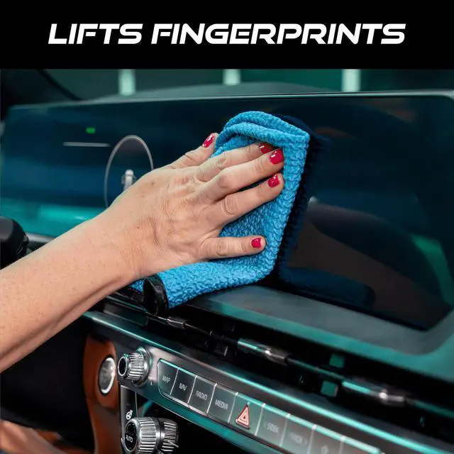 Alt view image 3 of 7 - Glass Microfiber Cleaning Cloth for Car and Home 2 Pack, Glass Towels for Mirror, and Picture Frames, and Car Detailing Kit, 16 inch x 16 inch, Blue