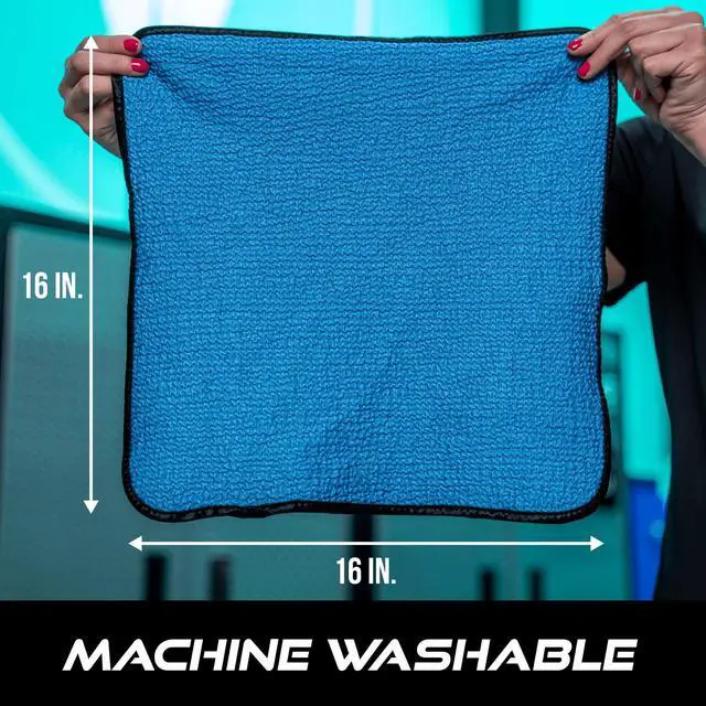 Alt view image 6 of 7 - Glass Microfiber Cleaning Cloth for Car and Home 2 Pack, Glass Towels for Mirror, and Picture Frames, and Car Detailing Kit, 16 inch x 16 inch, Blue