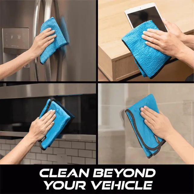 Alt view image 7 of 7 - Glass Microfiber Cleaning Cloth for Car and Home 2 Pack, Glass Towels for Mirror, and Picture Frames, and Car Detailing Kit, 16 inch x 16 inch, Blue