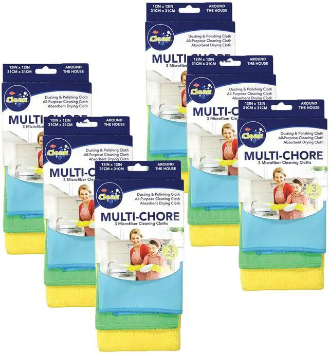 Main image of Multi-Chore Microfiber All-Purpose Cleaning Cloths: Dusting and Polishing - 18 Piece
