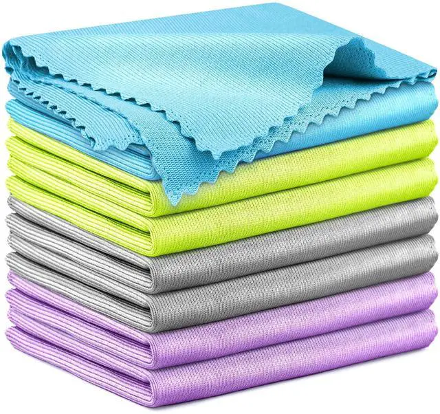 Main image of Glass Polishing Cloth Streak Free Miracle Cleaning Cloth Lint Free Microfiber Cleaning Rags for Glasses Kitchen Dish Mirrors Easy Clean, Pack of 8, 16" x 12", Multicolor