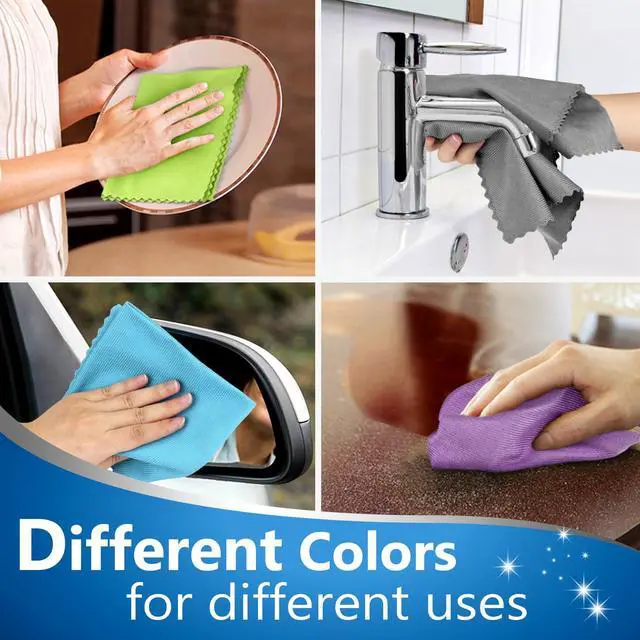 Alt view image 7 of 7 - Glass Polishing Cloth Streak Free Miracle Cleaning Cloth Lint Free Microfiber Cleaning Rags for Glasses Kitchen Dish Mirrors Easy Clean, Pack of 8, 16" x 12", Multicolor