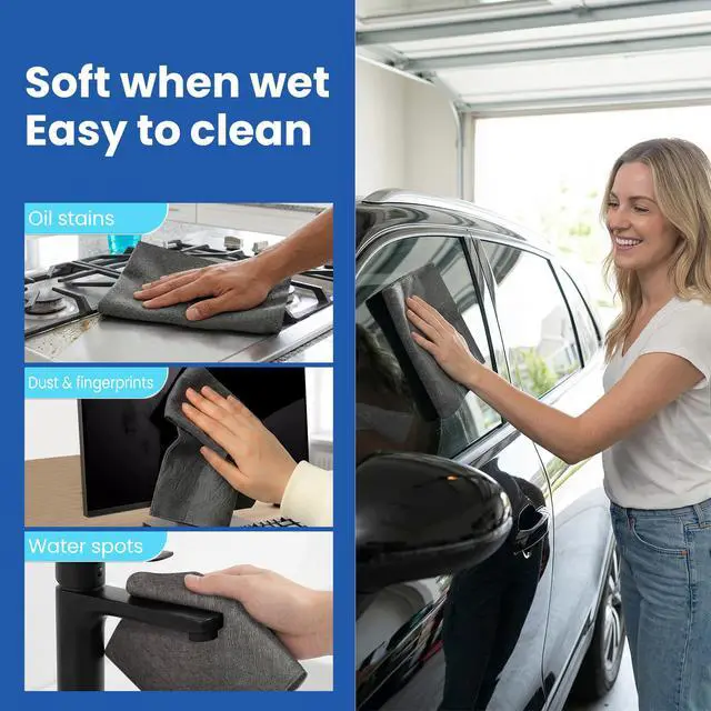 Alt view image 2 of 7 - Thickened Magic Cleaning Cloth (12 Pack) - Microfiber Streak Free Lint Free Reusable Cleaning Cloths for Windows, Mirrors, Cars and Kitchen (9.8" x 12.6")