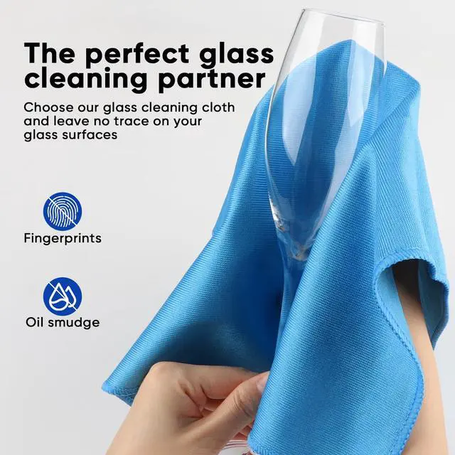 Alt view image 3 of 7 - Microfiber Glass Cleaning Cloths 6 PK, Lint Free Streak Free, Reusable Microfiber Magic Cleaning Cloth for Cleaning Windows, Glasses, Mirrors, Screens, Stainless Steel, and More, Blue-14×16