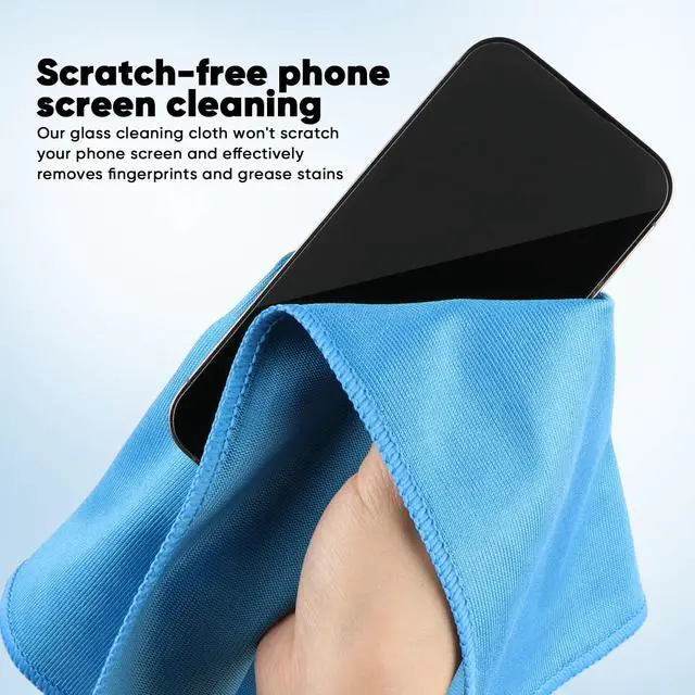 Alt view image 5 of 7 - Microfiber Glass Cleaning Cloths 6 PK, Lint Free Streak Free, Reusable Microfiber Magic Cleaning Cloth for Cleaning Windows, Glasses, Mirrors, Screens, Stainless Steel, and More, Blue-14×16