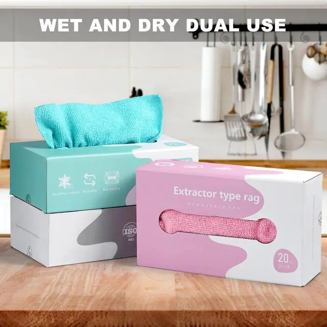 Alt view image 4 of 6 - Microfiber Cleaning Cloth Rags in A Box (20 Count) -7.9" x 7.9" Reusable Microfiber Towels for Cars - Edgeless Terry Towels,Small Microfiber Towel for Home, Kitchen (Geen)