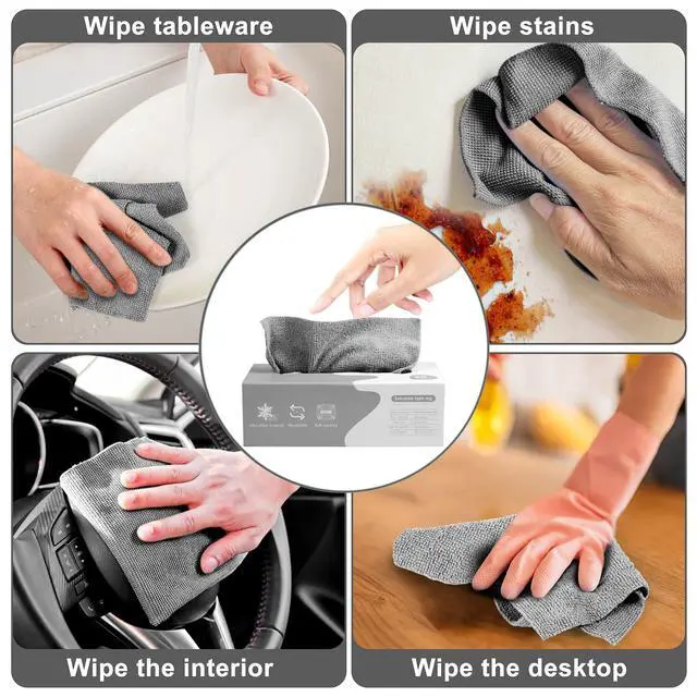 Alt view image 5 of 6 - Microfiber Cleaning Cloth Rags in A Box (20 Count) -7.9" x 7.9" Reusable Microfiber Towels for Cars - Edgeless Terry Towels,Small Microfiber Towel for Home, Kitchen (Geen)