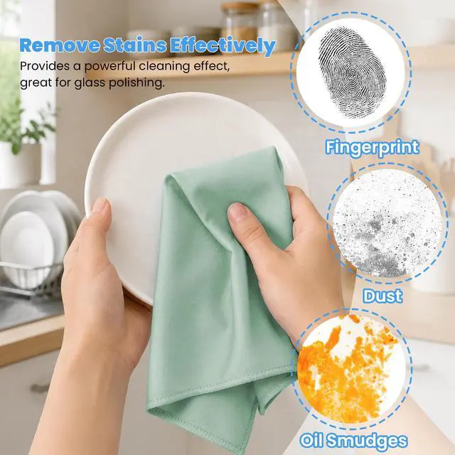 Alt view image 6 of 7 - 12 Pack Microfiber Glass Cleaning Cloth, 10.8 Inch X 13.8 Inch, Lint Free Quickly Clean Windows, Mirrors, Glasses, Phone Screens, Camera Lenses (Grey+Blue+Green)
