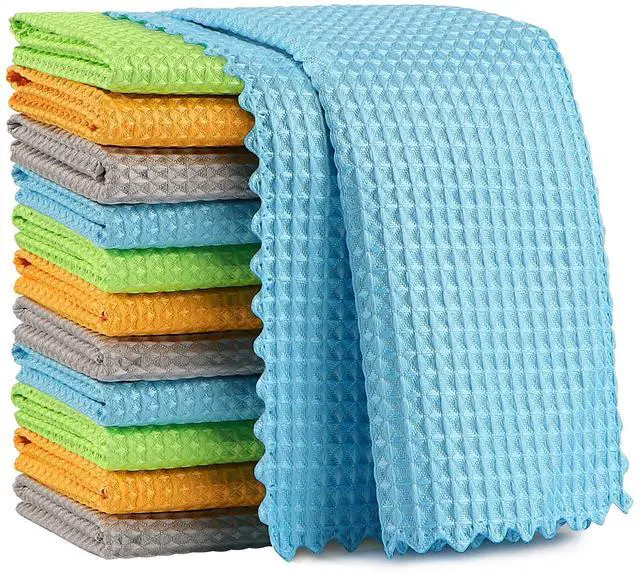 Main image of Microfiber Glass Cleaning Cloth 12PK, Lint Free Cloth Polishing Cleaning Rags, Stainless Steel Wipes, Kitchen Dishcloths, Magic Cleaning Cloth for Glass, Windows, Mirrors, Stainless Steel 11×11"