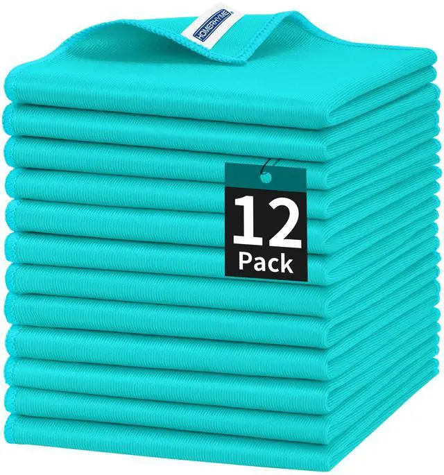 Main image of Microfiber Cleaning Cloth, 12 Pack Window Glasses Cleaning Cloth, Reusable Lint-Free Streak Free Polishing Cloth Wipes for Stainless Steel, Eyeglass, Mirror, Screen & Lense, Turquoise