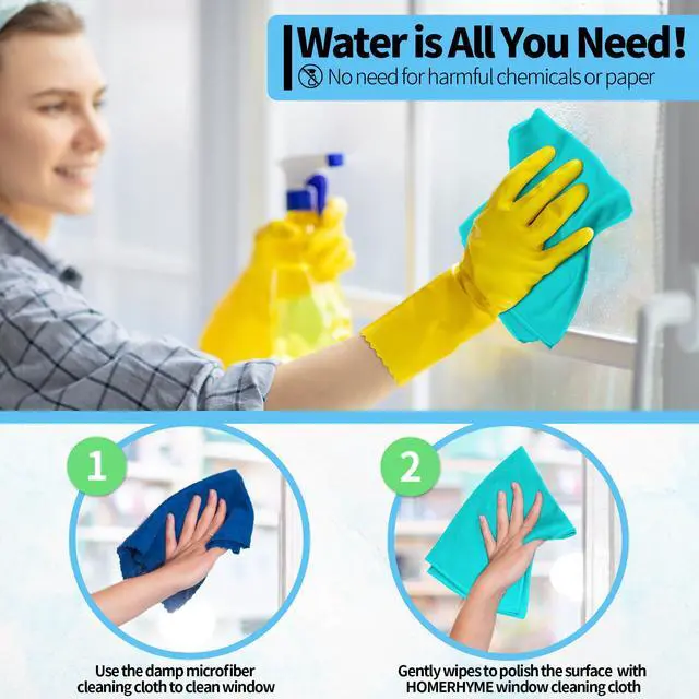 Alt view image 5 of 7 - Microfiber Cleaning Cloth, 12 Pack Window Glasses Cleaning Cloth, Reusable Lint-Free Streak Free Polishing Cloth Wipes for Stainless Steel, Eyeglass, Mirror, Screen & Lense, Turquoise