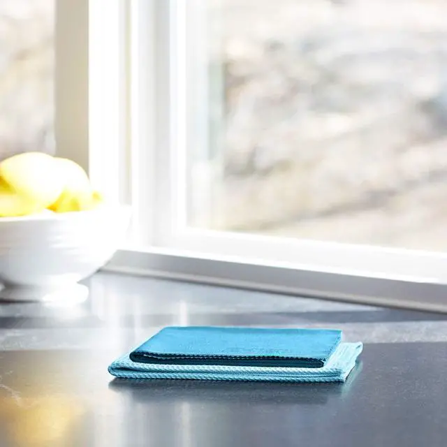 Alt view image 3 of 7 - Microfiber Window Cleaning Cloth Kit - Glass Cleaning Cloth for Windows, Mirrors, Cars, Lenses, Eyeglasses, & More, Streak Free Clean, Machine Washable Reusable Towel - Alaskan Blue