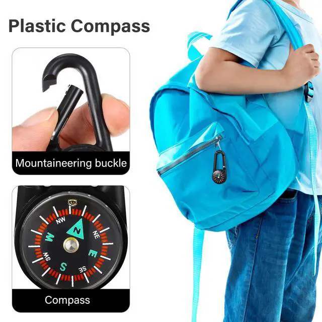Alt view image 3 of 7 - 24pcs Keychain Compass Metal Carabiner Compass Small Pocket Clip On Compass Portable Mini Compass Keychain for Outdoor Hiking Camping Emergency Backpacking