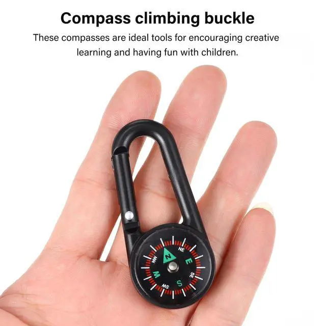 Alt view image 4 of 7 - 24pcs Keychain Compass Metal Carabiner Compass Small Pocket Clip On Compass Portable Mini Compass Keychain for Outdoor Hiking Camping Emergency Backpacking