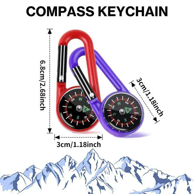 Alt view image 2 of 7 - 12 Pcs mini Compass Keychain for Kids Bulk, Small Pocket Magnetic Compass Survival Hiking for Outdoor Survival Camping Party Backpacking Accessory (Dark Colours)