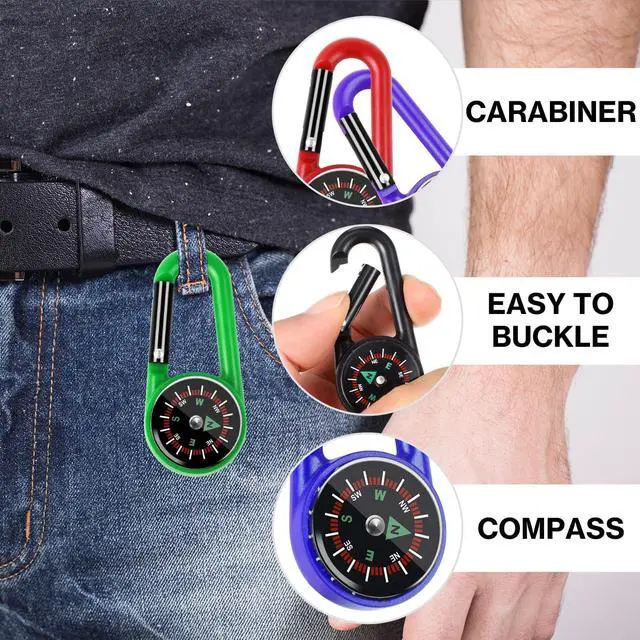 Alt view image 3 of 7 - 12 Pcs mini Compass Keychain for Kids Bulk, Small Pocket Magnetic Compass Survival Hiking for Outdoor Survival Camping Party Backpacking Accessory (Dark Colours)