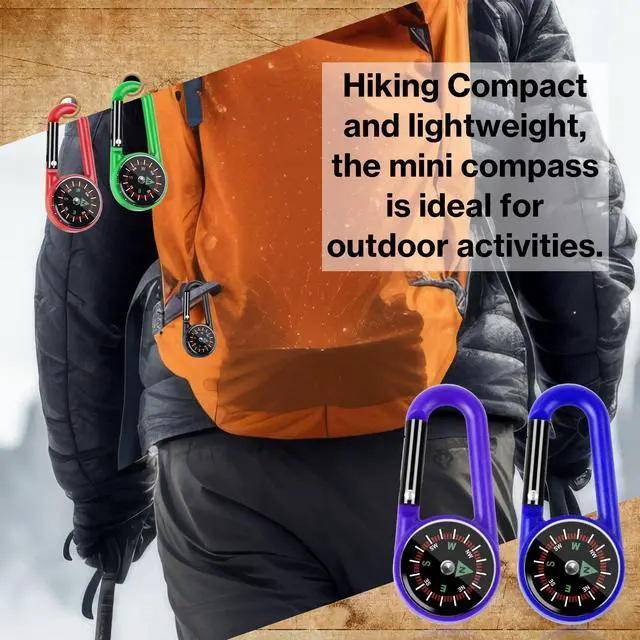 Alt view image 4 of 7 - 12 Pcs mini Compass Keychain for Kids Bulk, Small Pocket Magnetic Compass Survival Hiking for Outdoor Survival Camping Party Backpacking Accessory (Dark Colours)