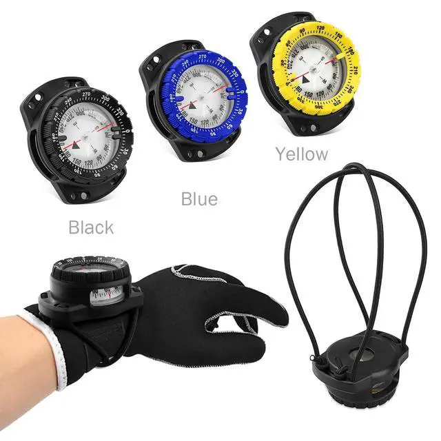 Alt view image 6 of 7 - Scuba Dive Compass, Waterproof 5ATM Marine Navigation Wrist Compass with Bungee Mount and Cord, Glow in The Dark for Underwater Diving, Sailing, Camping, Kayaking, Hiking (Black)