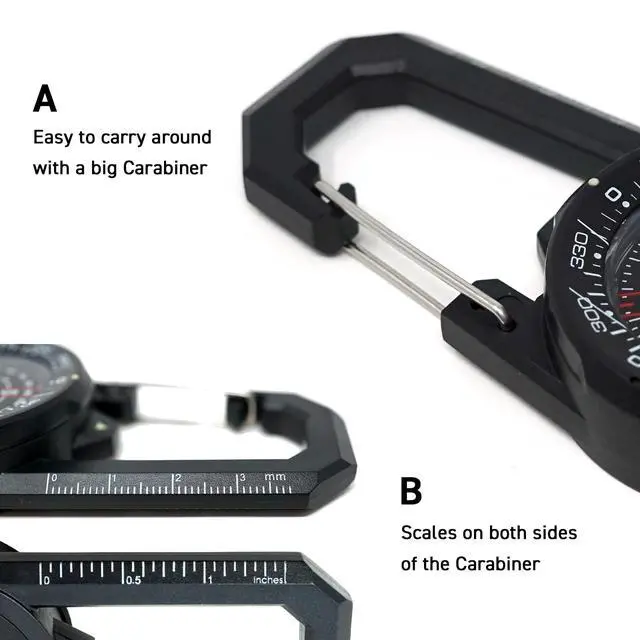 Alt view image 4 of 4 - Tough Clip on Compass 60M Waterproof with Rotating Bezel Water Resistant for Outdoor Hiking Survival Backpack Climbing Orienteering Backpacking Accessories