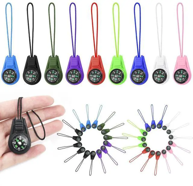 Main image of 30PCS Mini Compass for Kids Hiking,Compass Keychain, Multi-Color Outdoor Camping Hiking Pocket for Lanyard Boy Scout Party Favor Toy Set,Survival Kits Watchband Bracelet Necklace Keychain