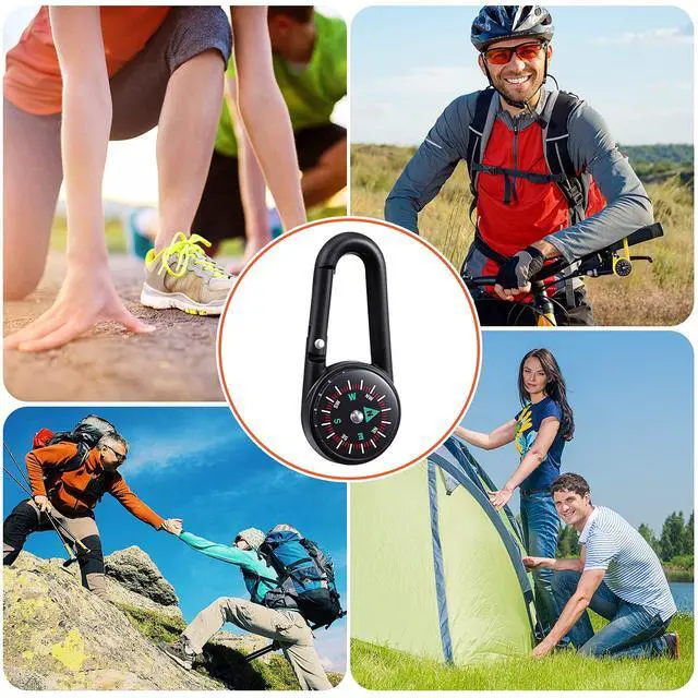 Alt view image 4 of 7 - 32 Pcs Compass Keychain for Kids Adventure Camping Small Keychain Belt Clips With Holes Compass Metal Buckle Outdoor Camping Party Favors (Multi Color)