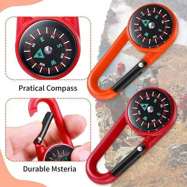Alt view image 7 of 7 - 32 Pcs Compass Keychain for Kids Adventure Camping Small Keychain Belt Clips With Holes Compass Metal Buckle Outdoor Camping Party Favors (Multi Color)