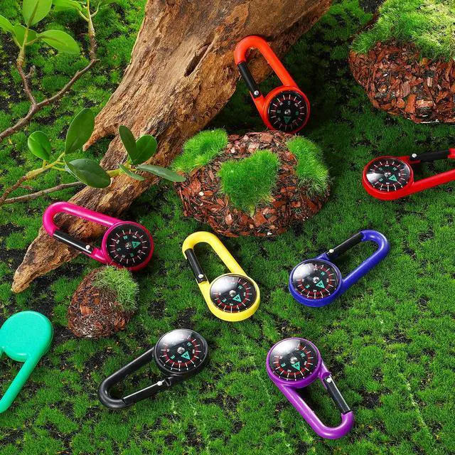 Alt view image 5 of 7 - 32 Pcs Compass Keychain for Kids Adventure Camping Small Keychain Belt Clips With Holes Compass Metal Buckle Outdoor Camping Party Favors (Multi Color)