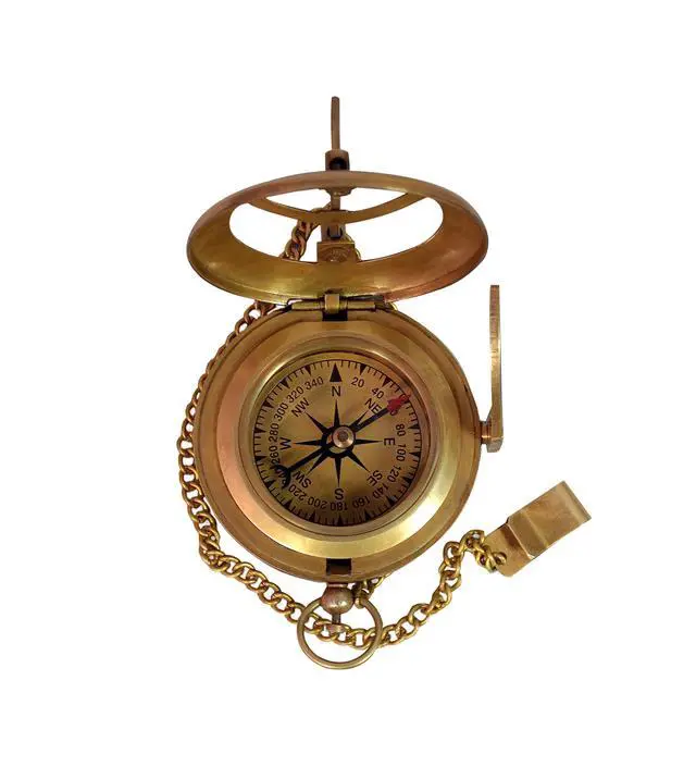Alt view image 6 of 7 - Brass Sundial Compass with Leather Case - 3 Inch Vintage Nautical Navigation Tool for Hiking, Camping, Outdoor Adventures - Unique Gift for Men, Explorers & Collectors