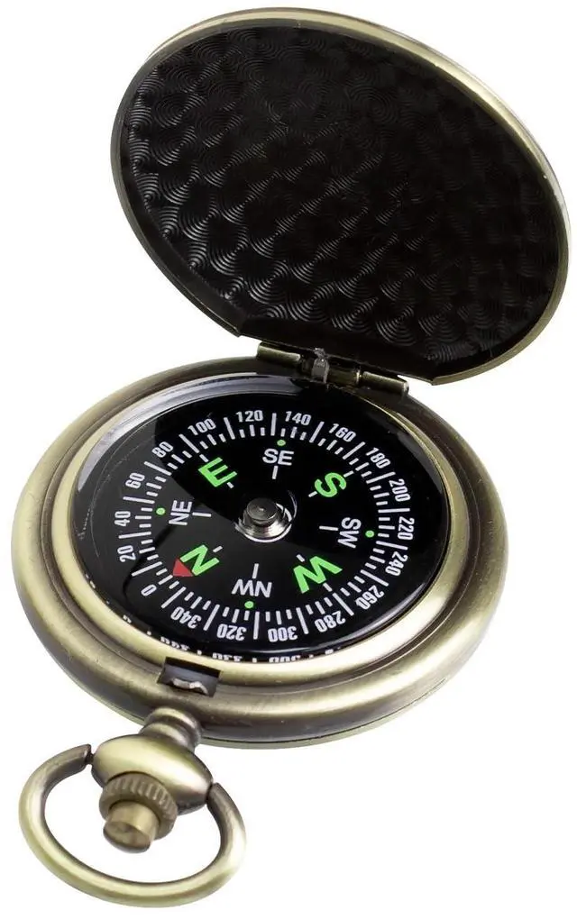 Main image of Zinc Alloy Waterproof Golden Keychain Compass - Vintage Antique Design for Kids, Boy Scouts & Hiking - Survival Orienteering & Navigation Gear