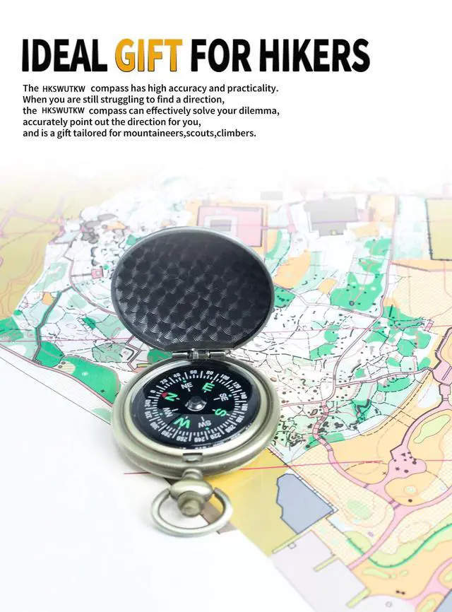 Alt view image 5 of 7 - Zinc Alloy Waterproof Golden Keychain Compass - Vintage Antique Design for Kids, Boy Scouts & Hiking - Survival Orienteering & Navigation Gear